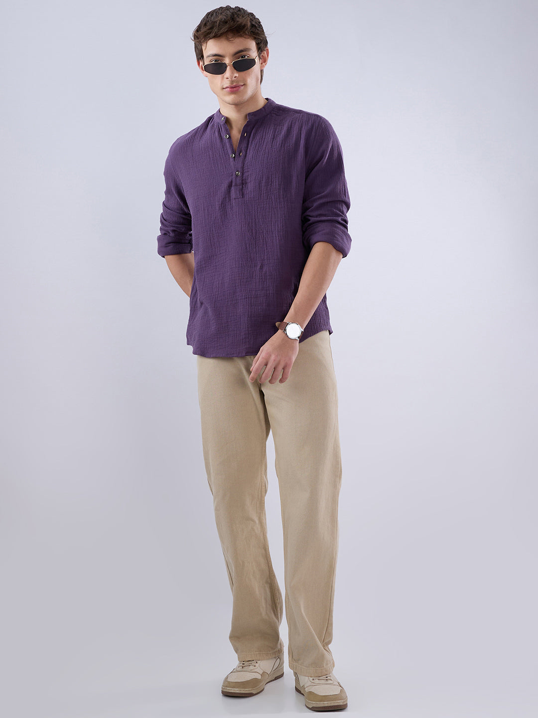 Kalamata Purple Double Cloth Kurta