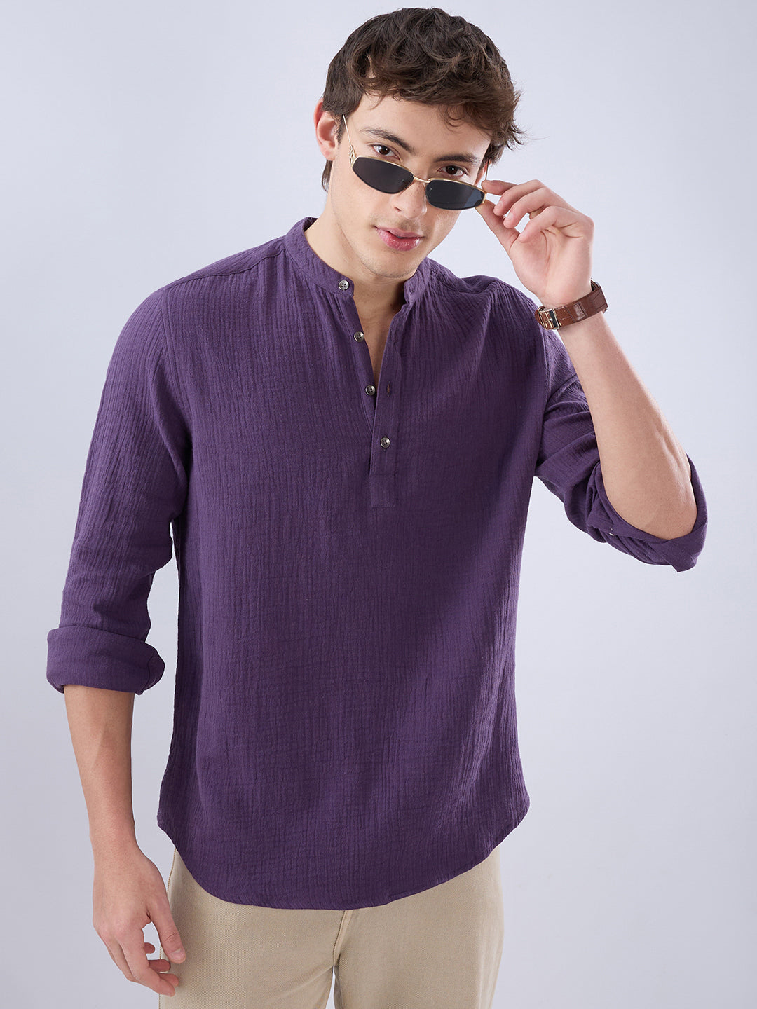 Kalamata Purple Double Cloth Kurta