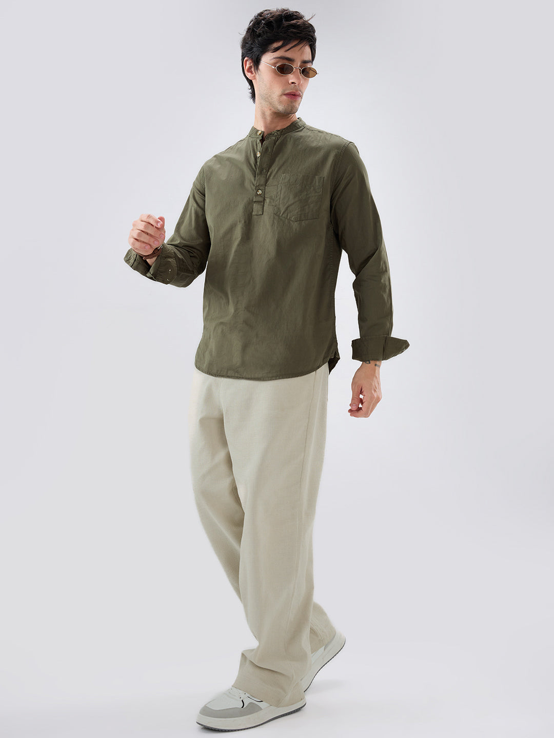 Elegant Olive Poplin Kurta