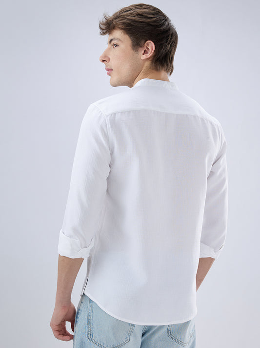 Pearl White Slub Textured Kurta