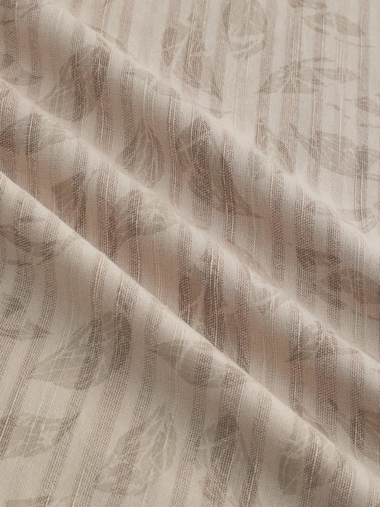 Elegant Beige Leaf Printed Striped Kurta