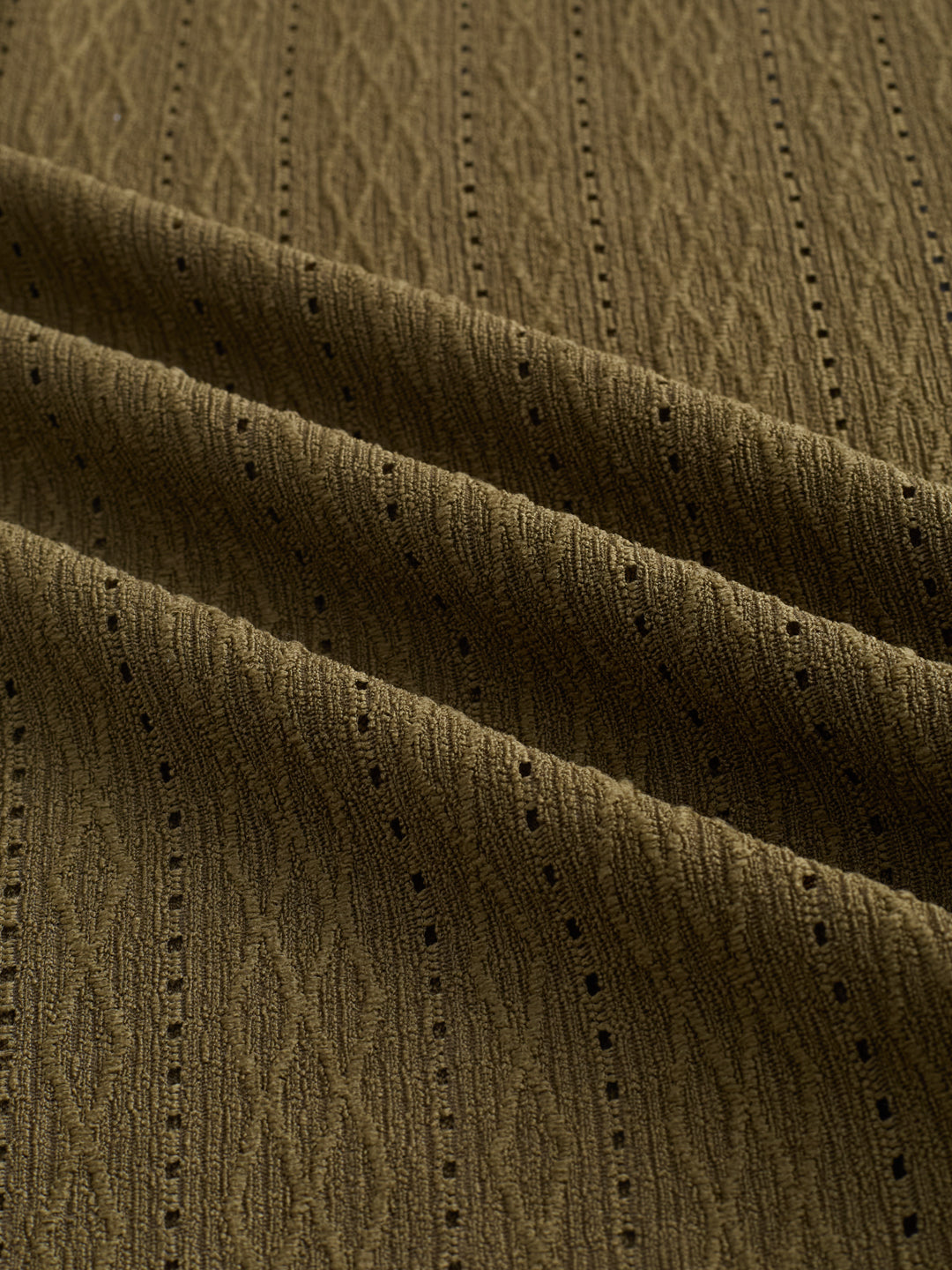 Olive Fine Lozenge Weave Polo Oversized Shirt