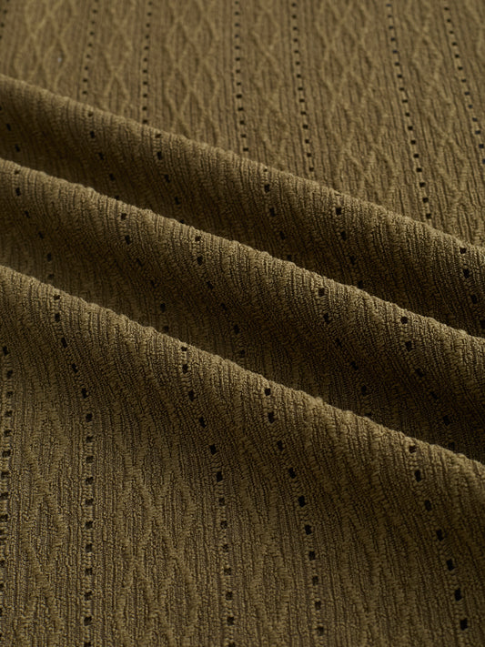 Olive Fine Lozenge Weave Polo Oversized Shirt