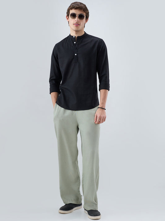 Premium Black Linen Blend Kurta