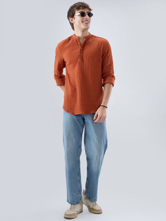 Timeless Rust Double Cloth Kurta