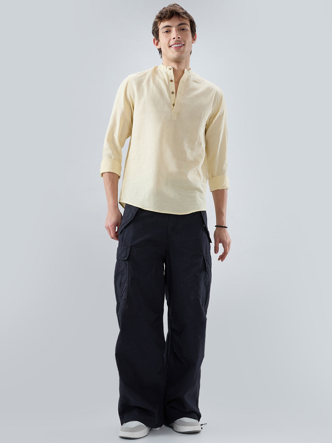 Premium Butter Yellow Linen Blend Kurta