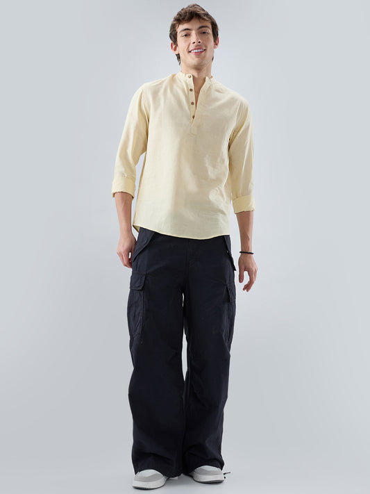 Premium Butter Yellow Linen Blend Kurta