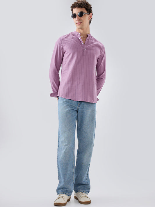Elegant Lavender Textured Striped Kurta
