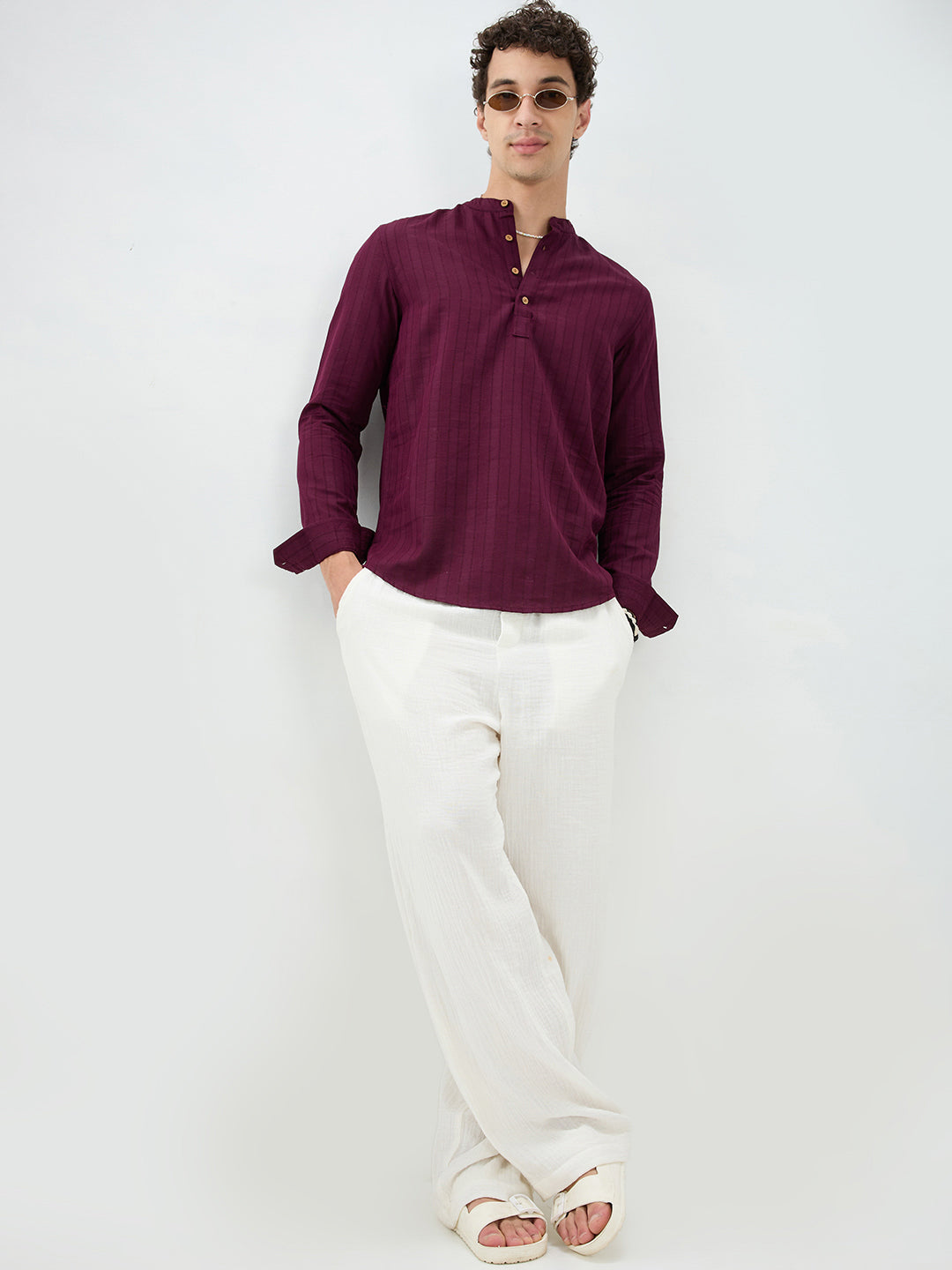 Wine Ladder Striped Evening Kurta