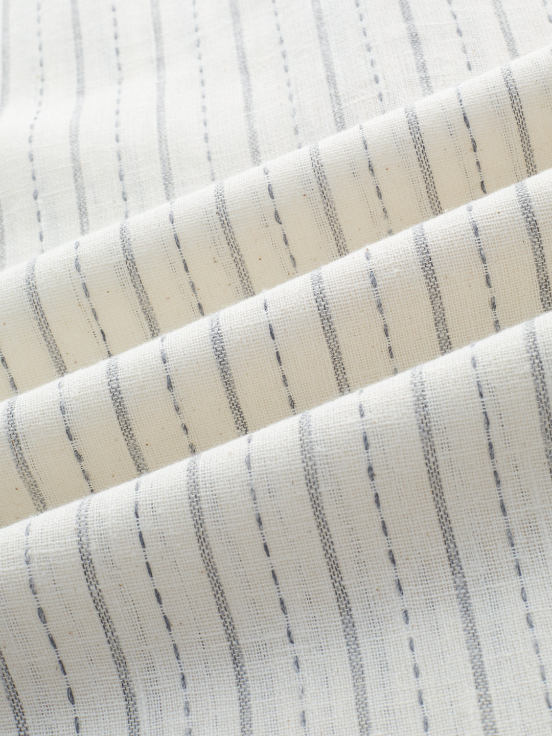 White & Grey Burlap Weaved Striped Kurta