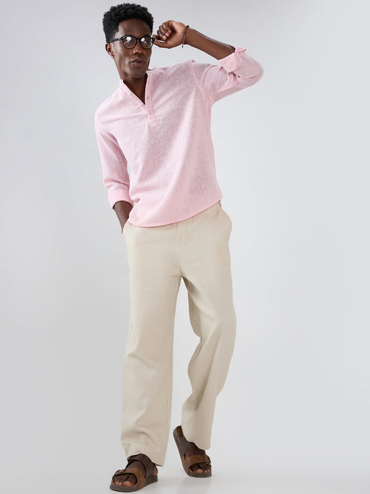Blush Pink Slub Textured Vacation Kurta