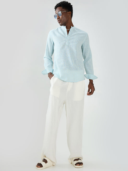 Aqua Mist Slub Textured Vacation Kurta