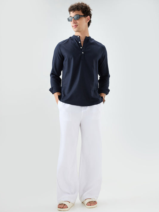 Ritzy Navy Zig-Zag Textured Kurta