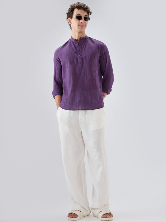 Sheer Luxury Purple Linear Crepe Kurta