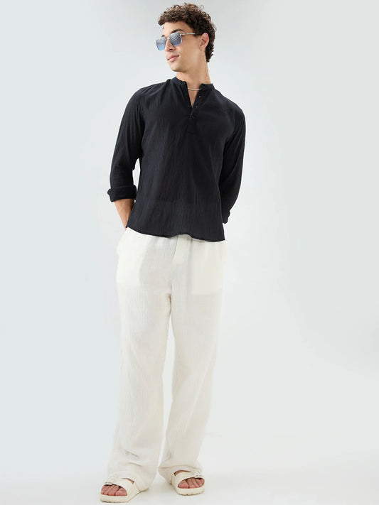 Sheer Black Linear Crepe Kurta