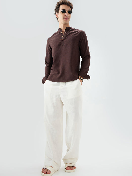 Chocolate Brown Minimal Textured Kurta