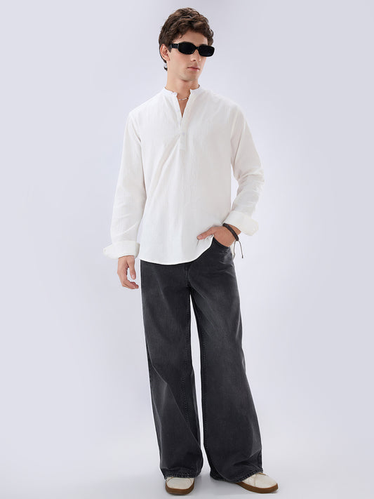 Classic Cloud White Textured Kurta