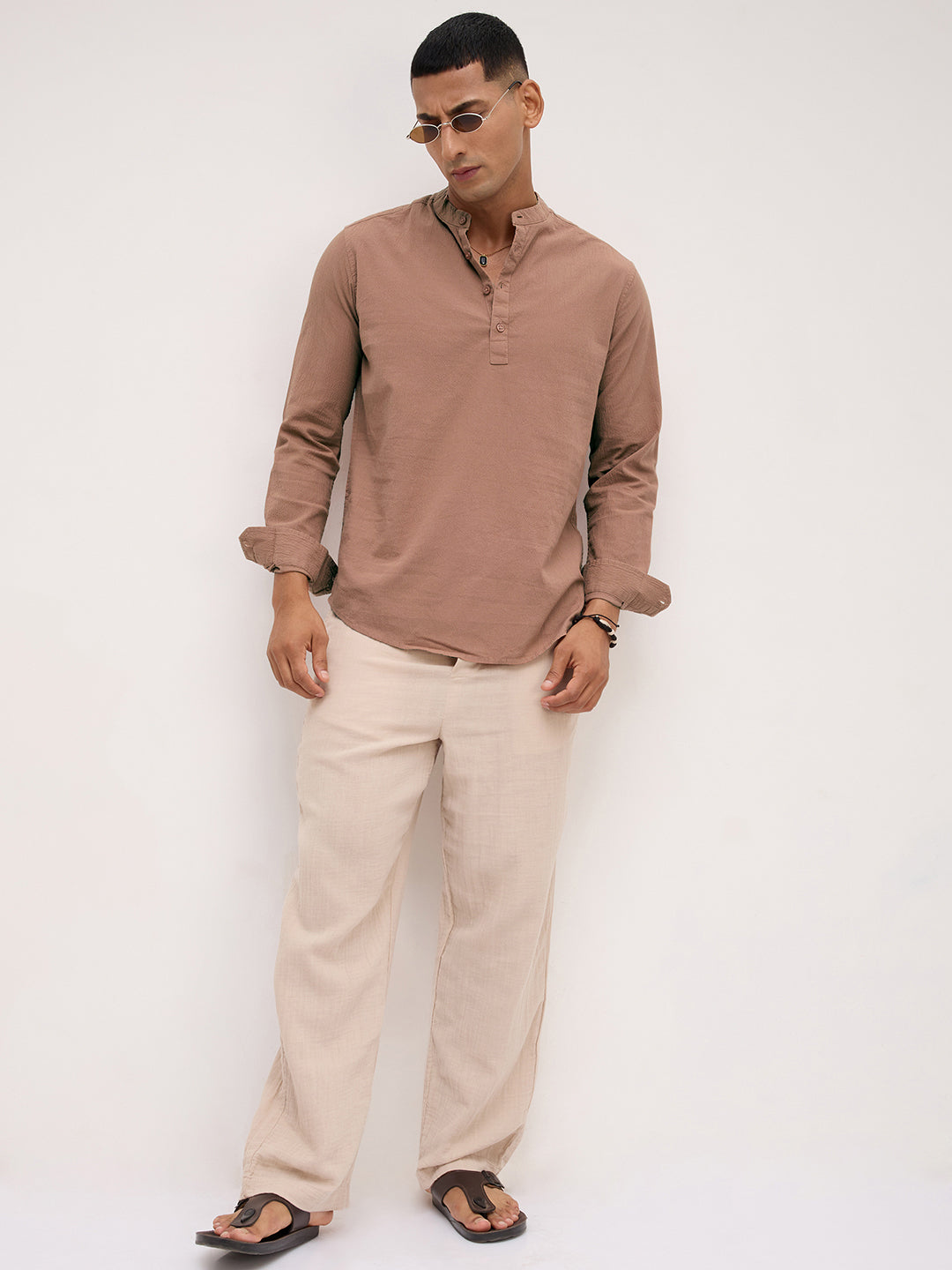 Almond Brown Fine Textured Kurta