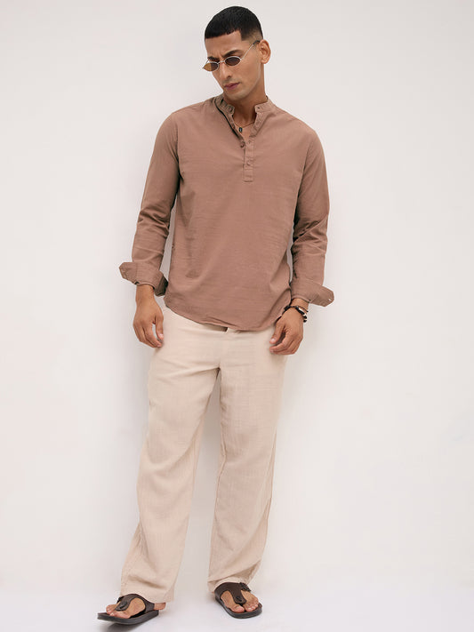 Almond Brown Fine Textured Kurta