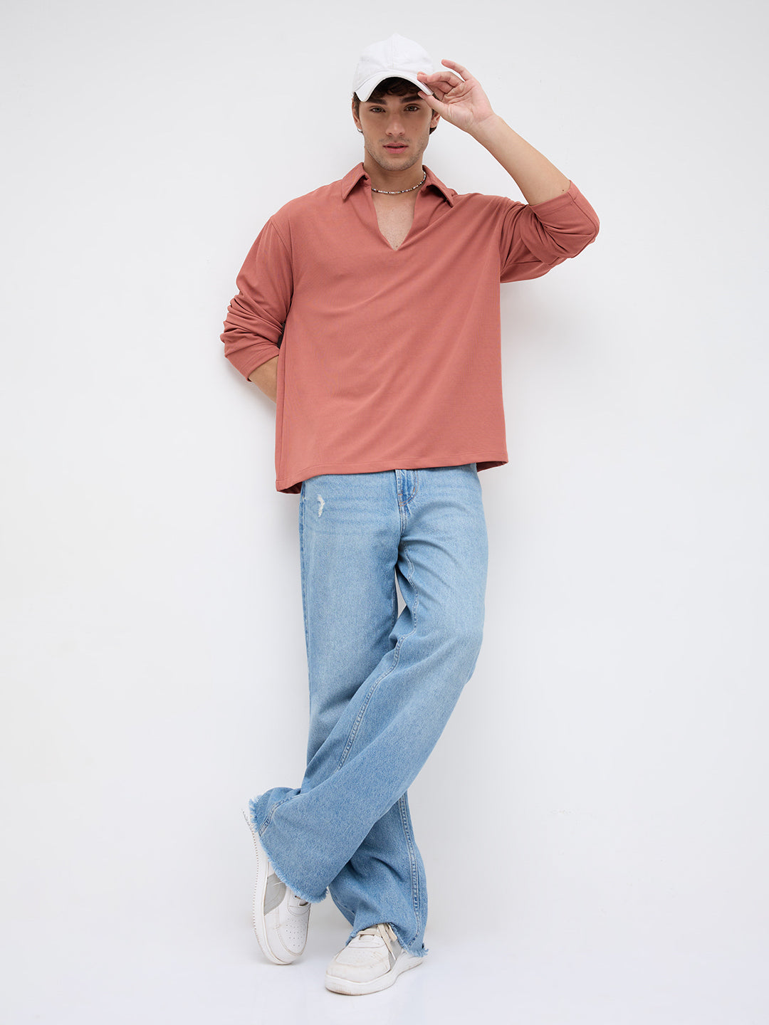 Rustique Ridge Oversized Knitted Polo Shirt