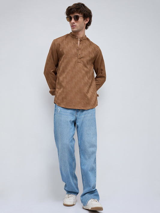 Desert Dune Diagonal Twill Textured Statement Kurta