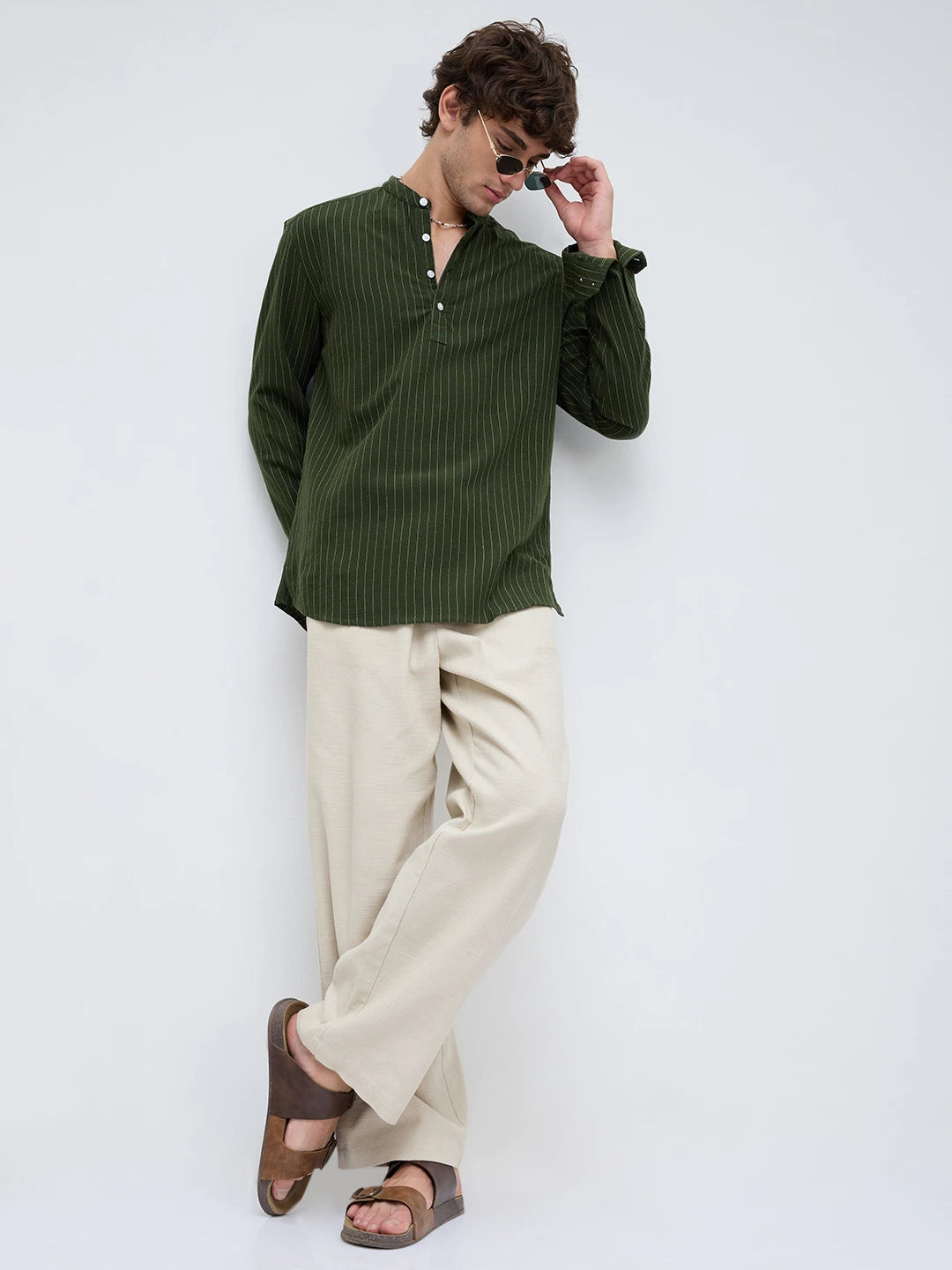 Forest Green Pinestripe Everyday Kurta