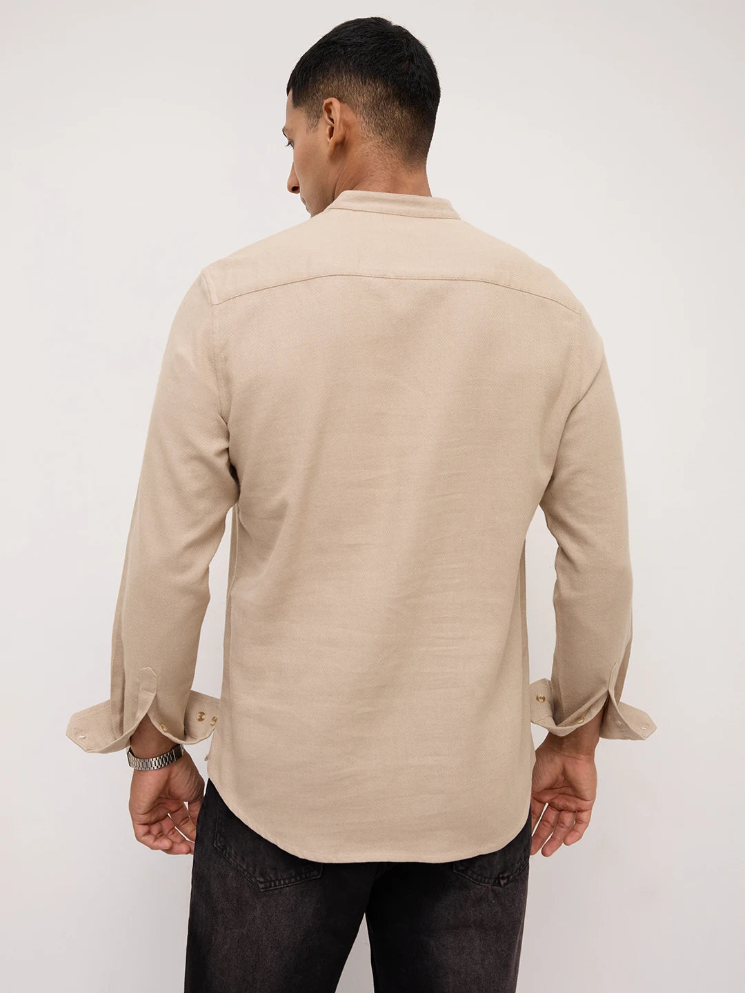 Khaki Fine Diamond Weave Kurta