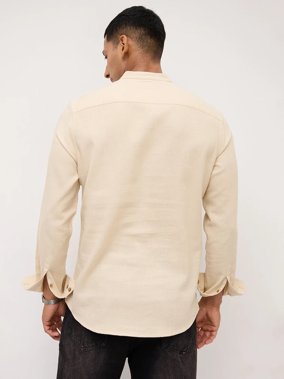 Bisque Beige Fine Diamond Weave Kurta