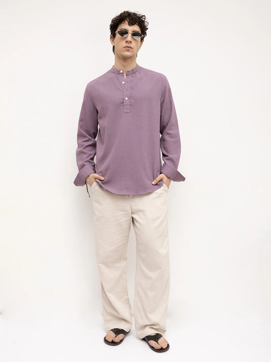 Rich Purple Fine Geometrical Weave Textured Kurta