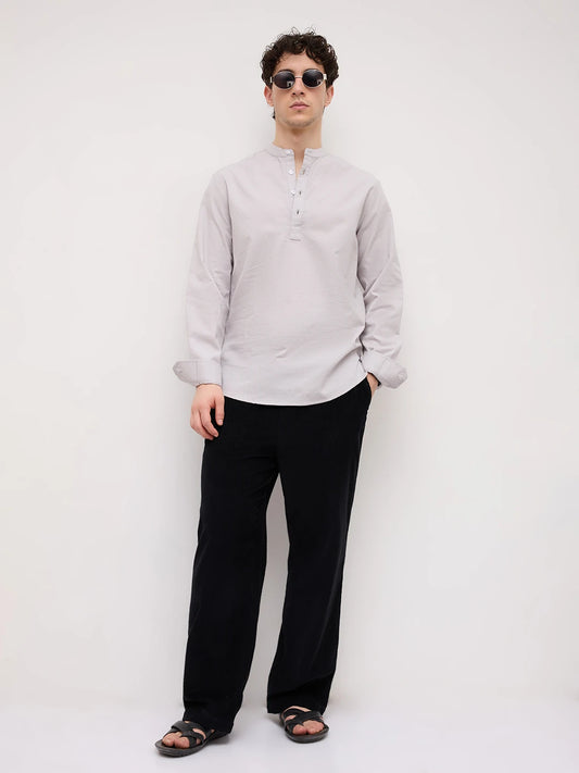Grey Micro Basket Weave Kurta