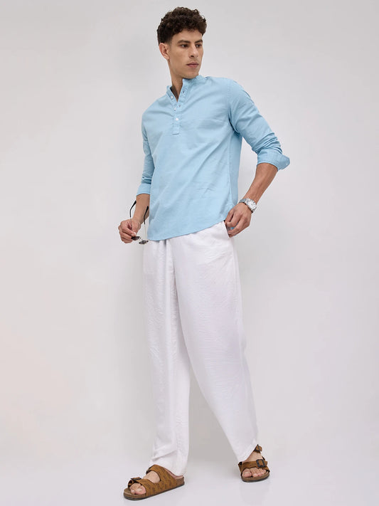 Sky Blue Basket Weave Kurta