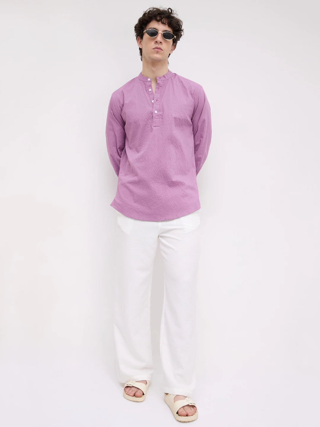 Crushed Fuchsia Pink Textured Kurta
