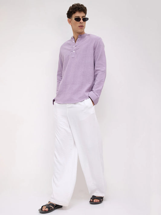 Soft Lavender Double Cloth Gauze Textured Kurta