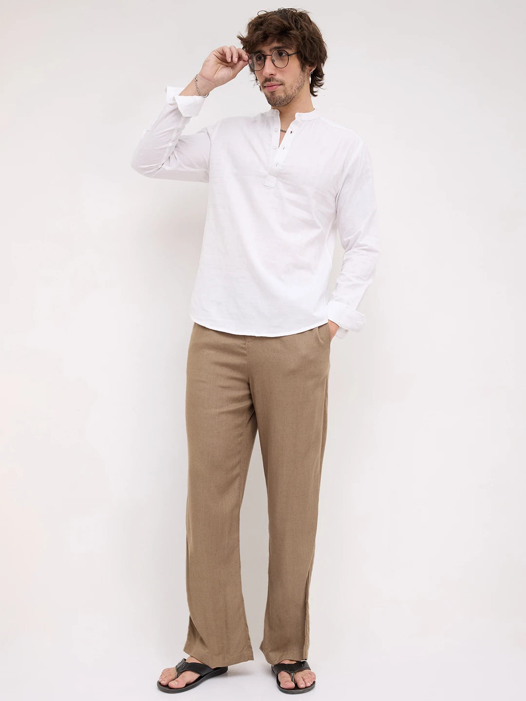 Arctic Pearl White Dobby Striped Kurta