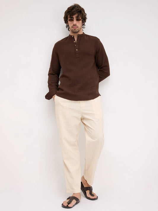 Timeless Espresso Brown Double Cloth Kurta