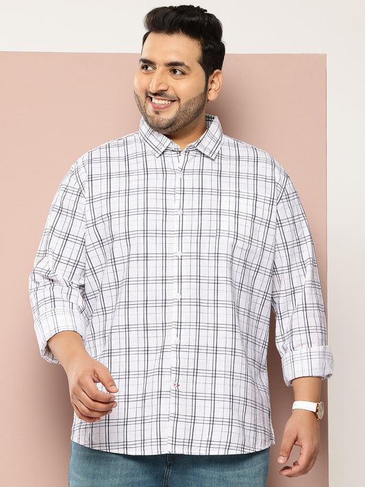 White Graph Checked Shirt