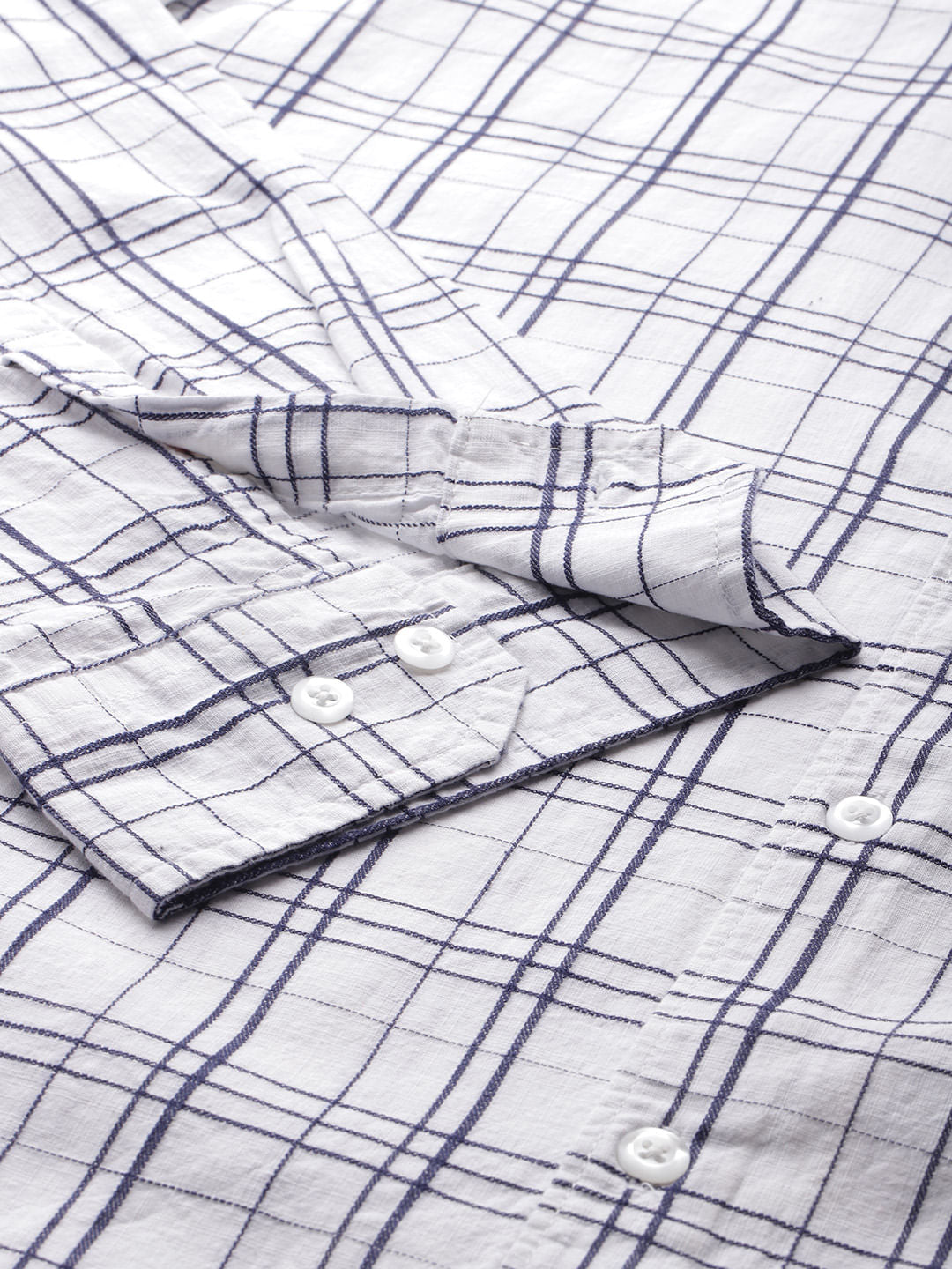 White Graph Checked Shirt