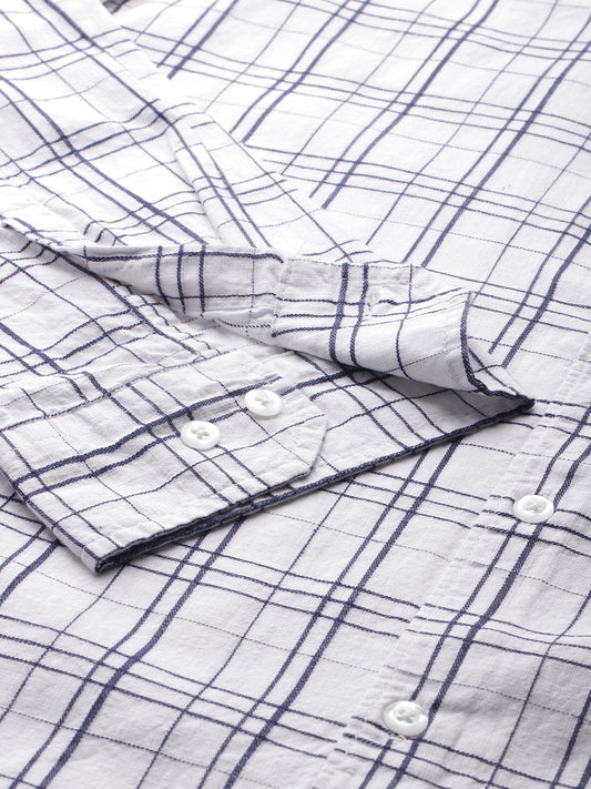 White Graph Checked Shirt