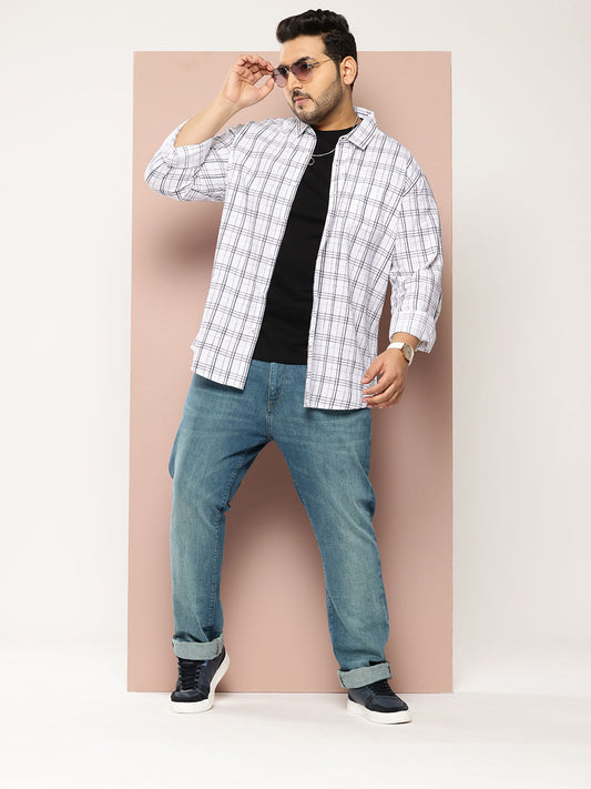 White Graph Checked Shirt