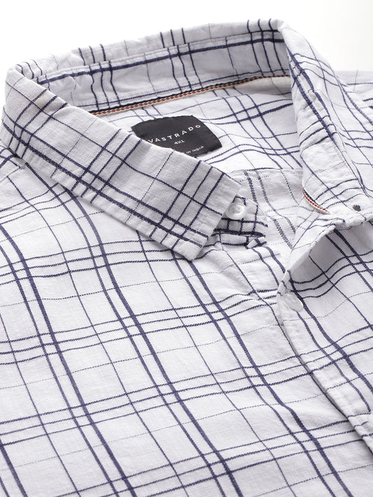 White Graph Checked Shirt