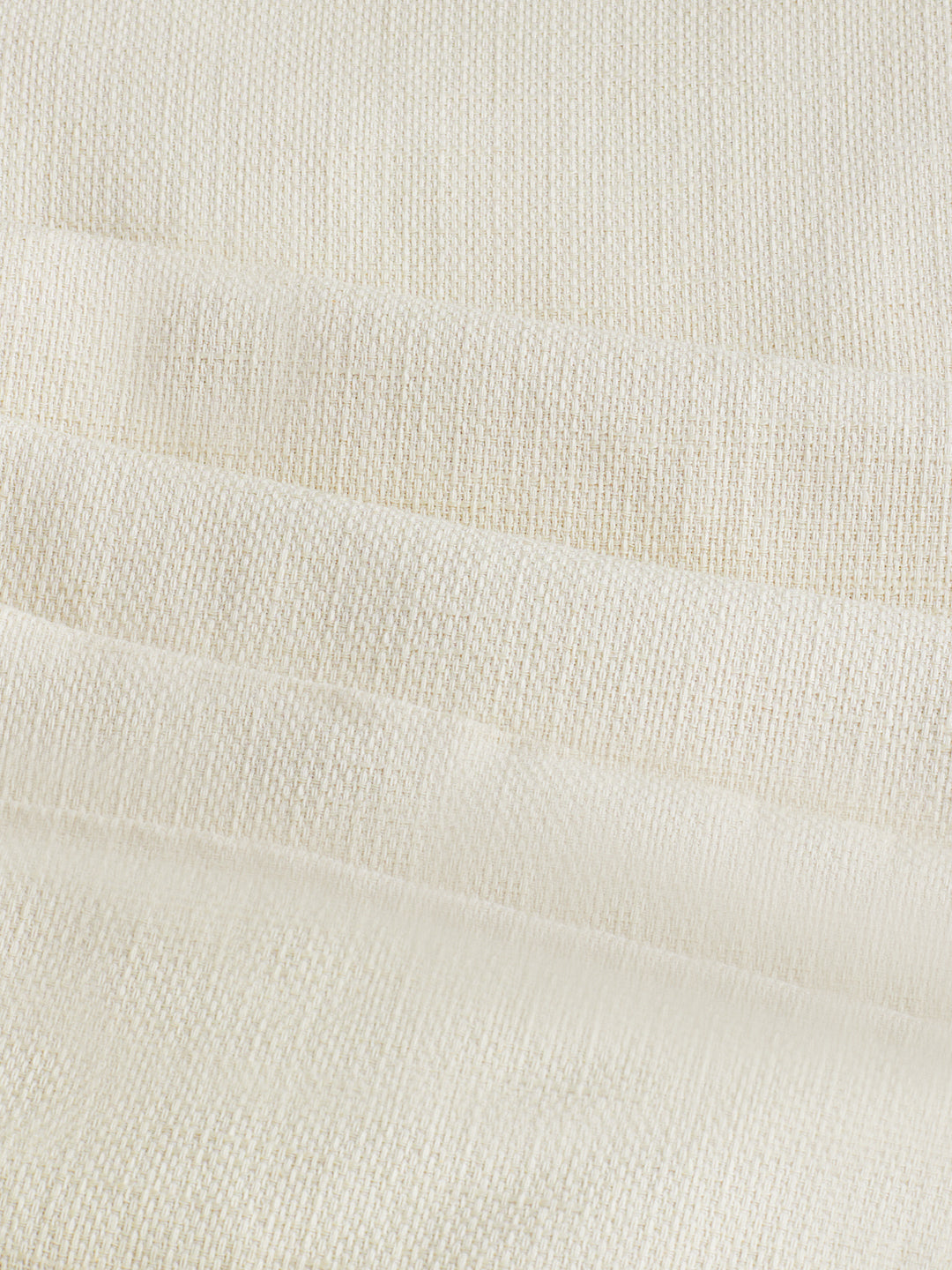 Beige Slub Textured Straight-Fit Trousers