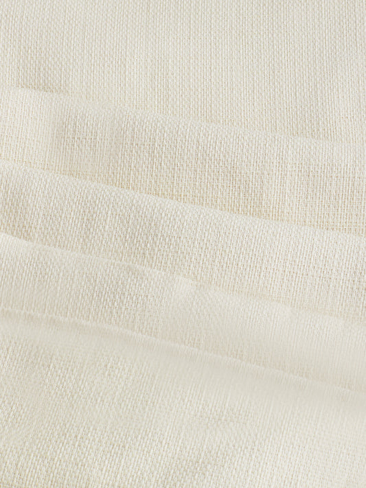 Beige Slub Textured Straight-Fit Trousers