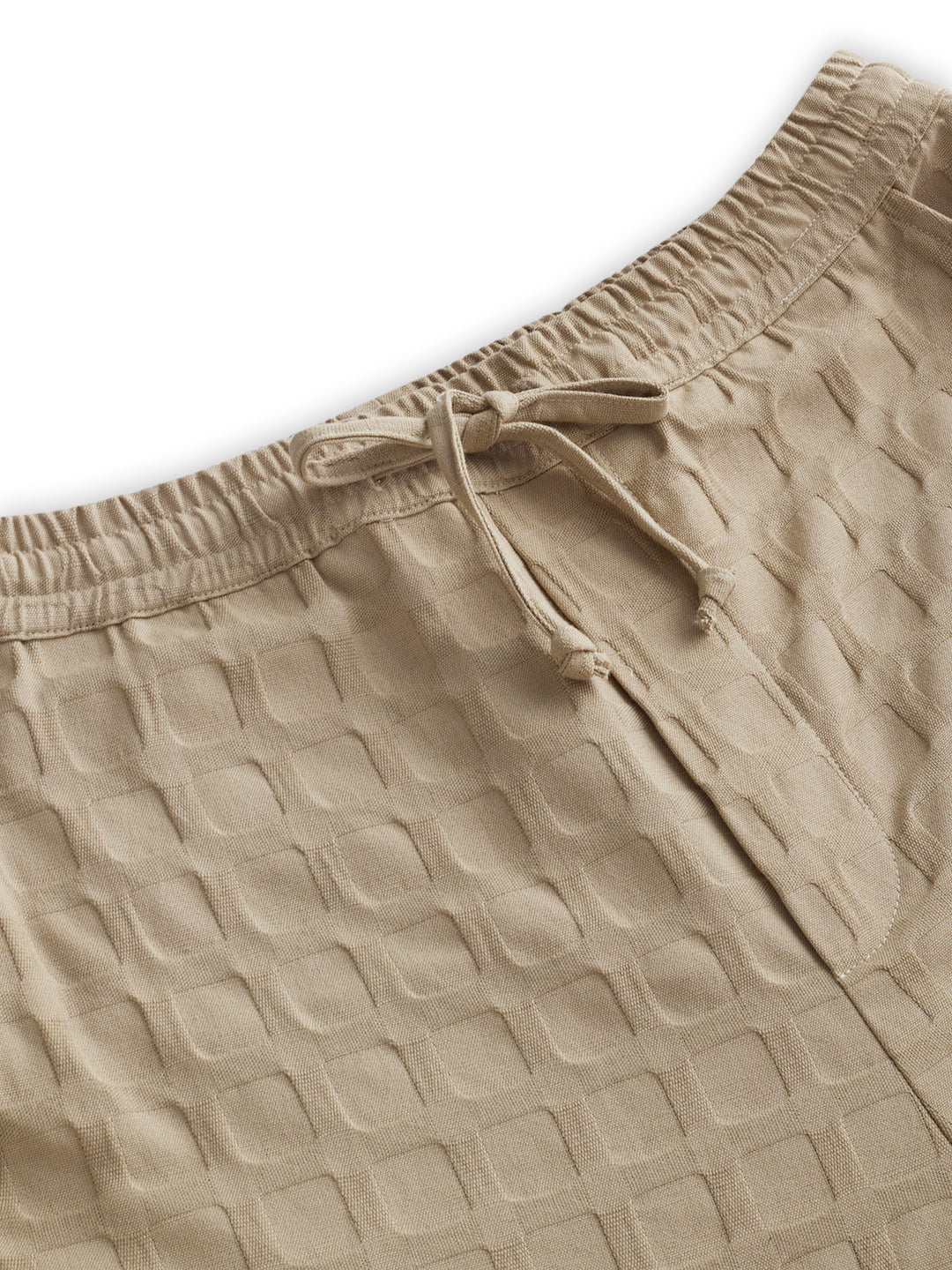 Light Khaki Square Emboss Straight-Fit Trousers
