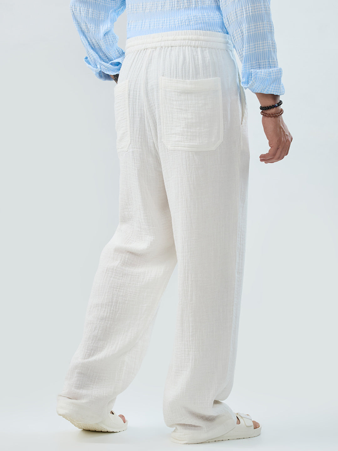 Snow White Breezy Double Cloth Straight-Fit Trousers