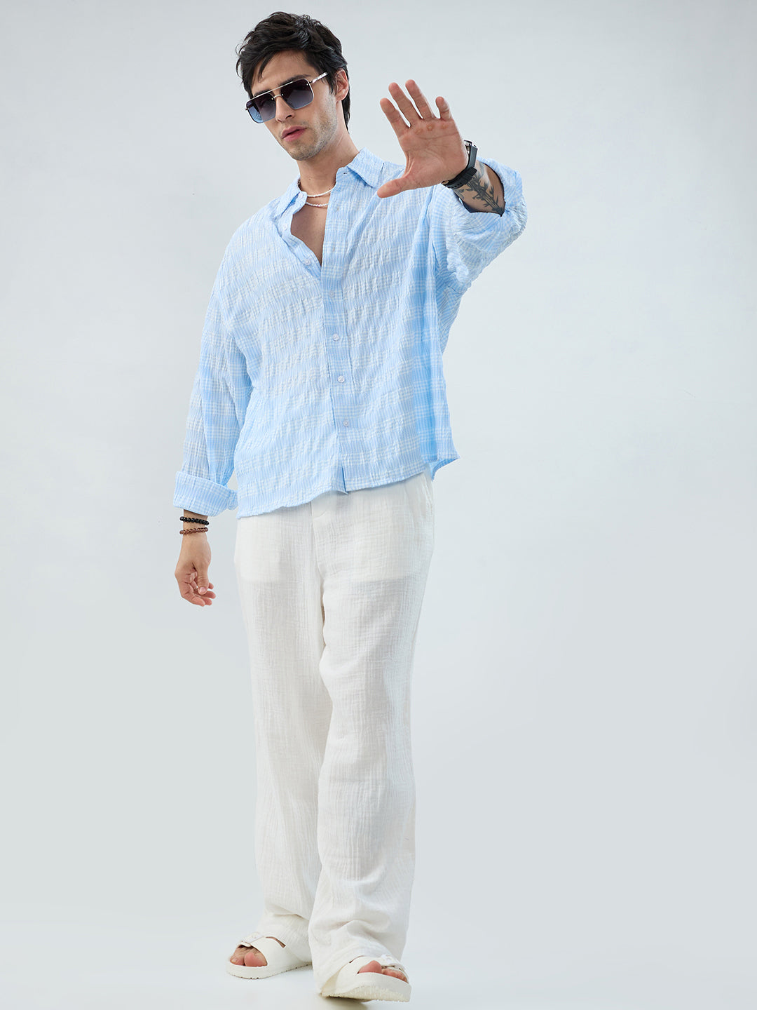 Snow White Breezy Double Cloth Straight-Fit Trousers