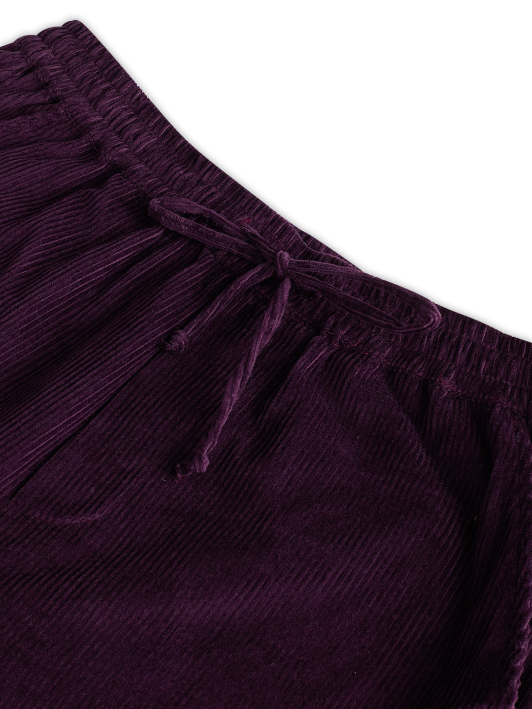 Plush Wine Corduroy Straight-Fit Trousers
