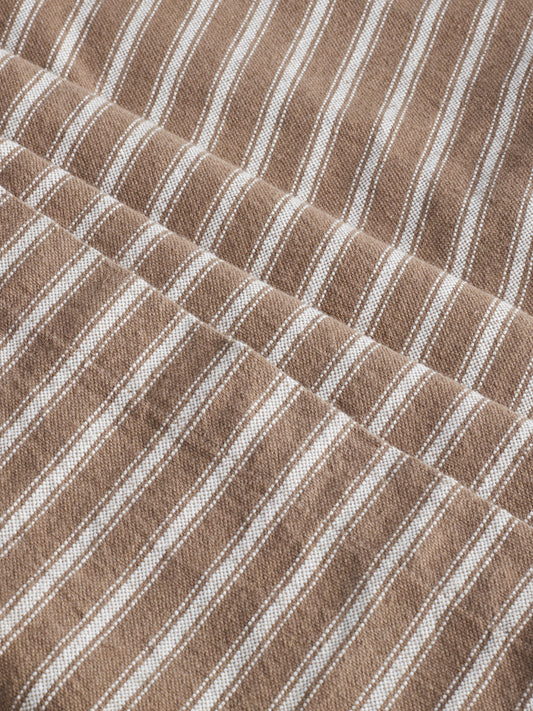 Beachline Brown Vertical Striped Straight-Fit Trousers