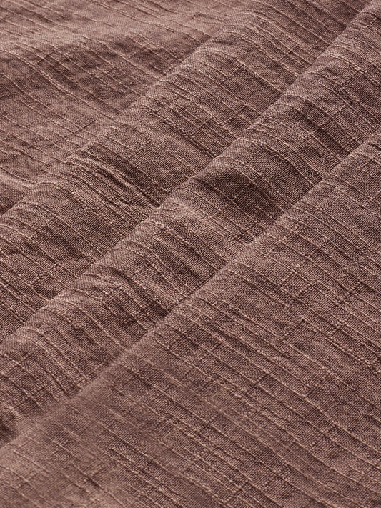 Caramel Brown Slub Textured Wide-Leg Trousers