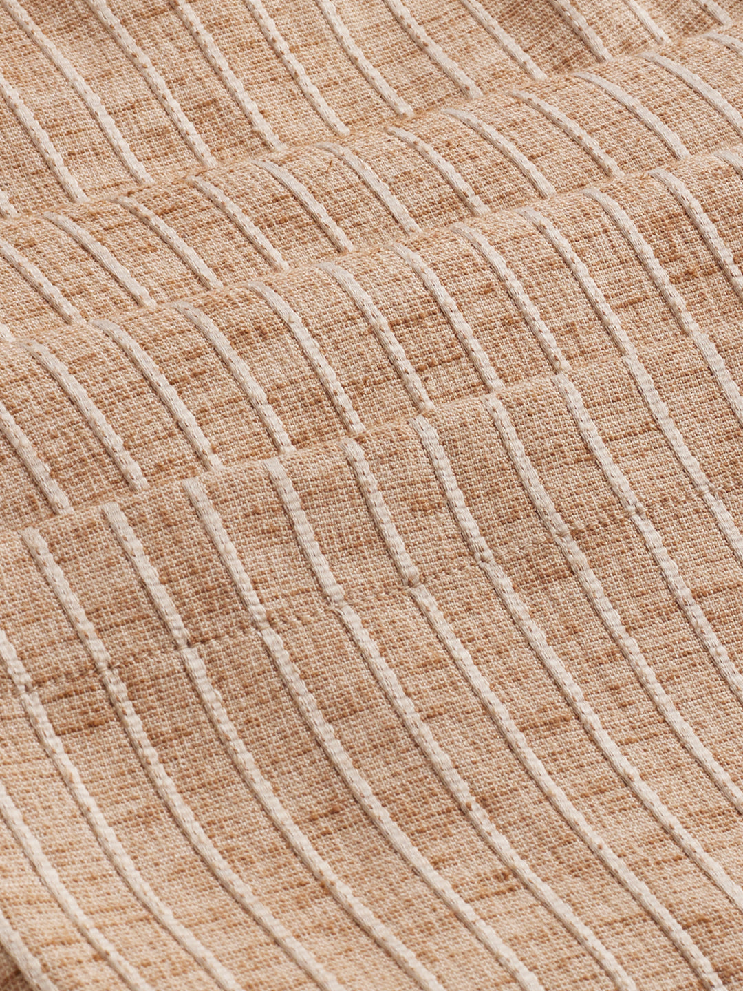 Beige Pinstripe Wide-Leg Trousers