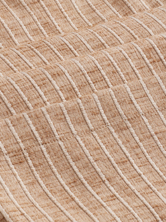 Beige Pinstripe Wide-Leg Trousers